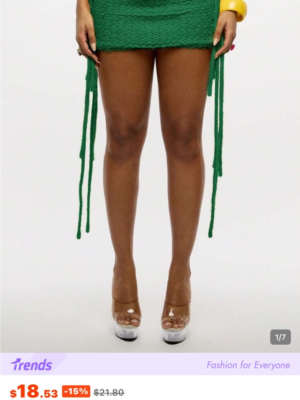 Green Mini Skirt with Side Ties